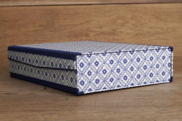 Box for memories blue and white pattern